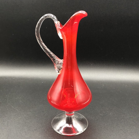 Vintage 8.25" Red Footed Pitcher Decanter - Picture 3 of 10